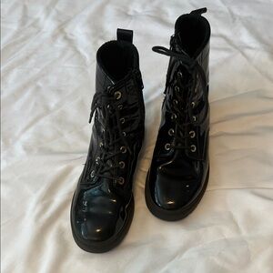 Girl’s H&M Shiny Black Combat Boots